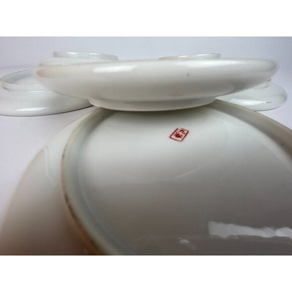 Japanese Kutani Porcelain Meiji 1850s Artwork Set of 6 Saucers Gold Rim RARE - Picture 8 of 8